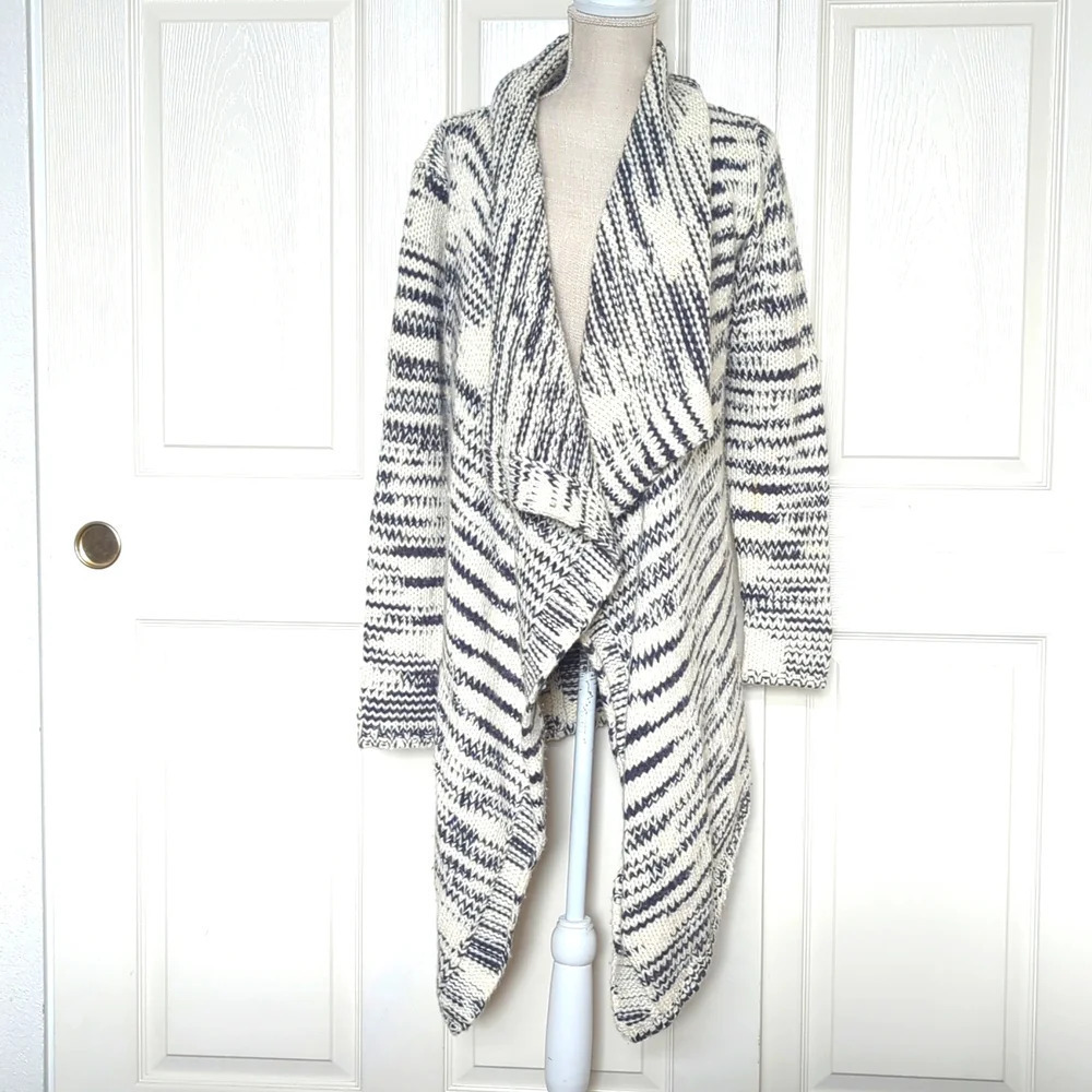 Express Oversized Chunky Knit Cream and Heather gray Open Cardigan